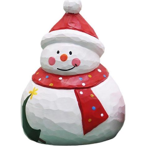 Décoration de Noël en bois pour bureau, figurine de Père Noël en bois, centre de table pour cheminée, bonhomme de neige (1/5)