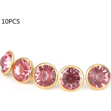 10 Rivets Strass Colorés Capsules Clous DIY Décoration Artisanat (Cristal Rose) (1/5)
