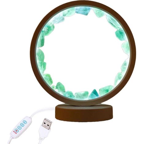 Veilleuse LED en forme de colonne de cristal alimentée par USB base solide design rond pour la décoration de la chambre ou du salon - fluorite verte (1/5)
