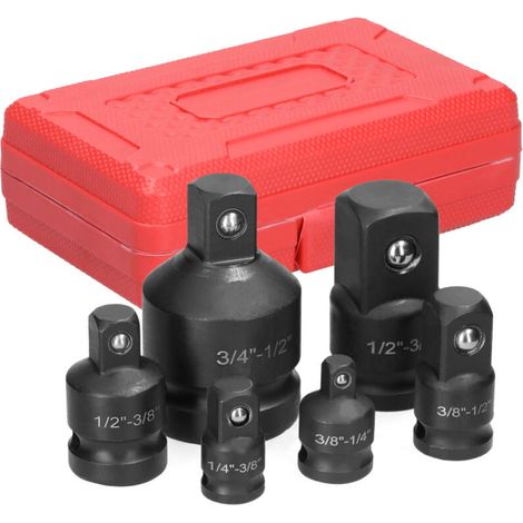 Kit d'outils de réparation à main comprenant 6 adaptateurs et réducteurs pour douilles pneumatiques et clés à chocs. (1/5)