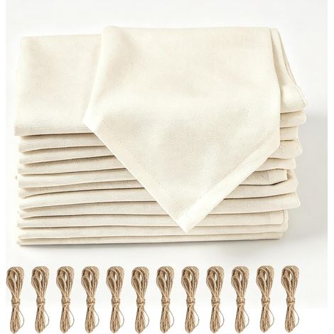 Lot de 12 Serviettes en Tissu, Serviettes de Table en Tissu, Douce Serviette De Table Coton, 40x40 cm Serviettes De Table en Lin, pour Mariage, Hôtels, Restaurants, Fêtes, Lavable Et Réutilisable (1/5)