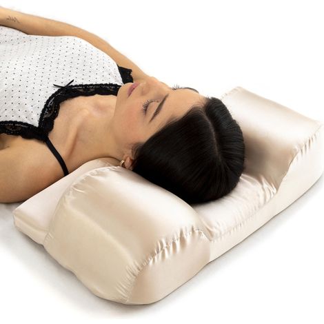 InnovaGoods - Cuscino Cervicale Antirughe Ergonomico in Raso, Multi-Posizione, Antiacne e Anticrespo, Riduzione Russamento, Federa Rimovibile e Lavabile, Multicolore, Foam (1/5)