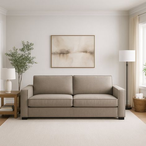 Talamo Italia Sofá fijo Adriana, Sofá de 2 plazas, 100% Made in Italy, Sofá de salón en tela, con reposabrazos estándar, Cm 180x95h90, Tórtola, con embalaje reforzado (1/4)