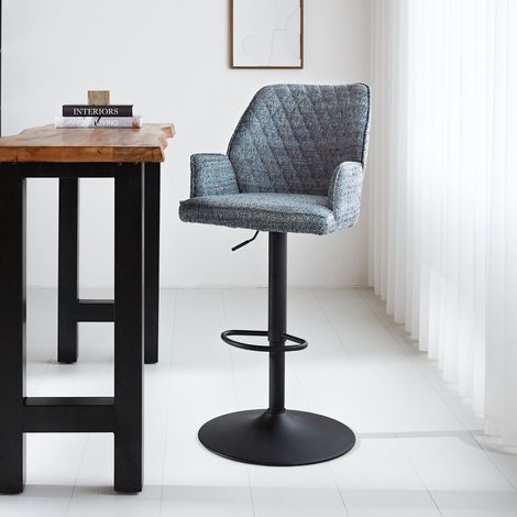 Tabouret de bar hauteur réglable Novan chenille bleu (1/5)