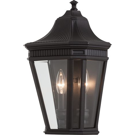 Elstead Cotswold Lane - Mezza Lanterna a Parete per Esterni 2 Luci Luce Nera IP44, E14 (1/5)