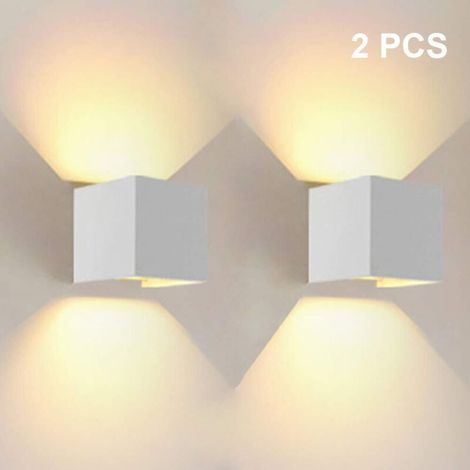 12W LED Applique Murale Interieur Up and Down Lampe Murale Blanc Chaud, Angle de Faisceau Réglable pour Maison,Couloir Salon,Chambre à Coucher - 2 PCS Blanc