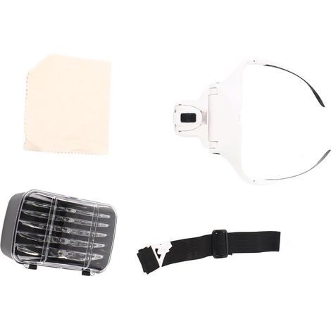 Loupe de lecture avec lumière LED et loupe à tête bandeau 5 lentilles 1,0X 1,5X 2,0X 2,5X 3,5X (1/5)