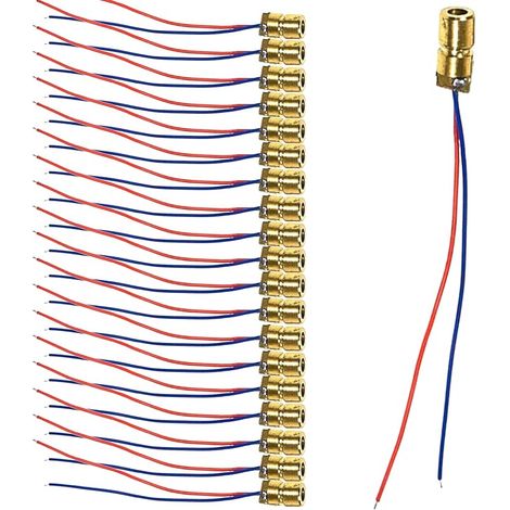 Lot de 10 mini diodes laser 3 V + 10 mini diodes laser 5 V Module laser Point Diodes Laser Dot Module tête Diode 650 nm 6 mm (1/5)
