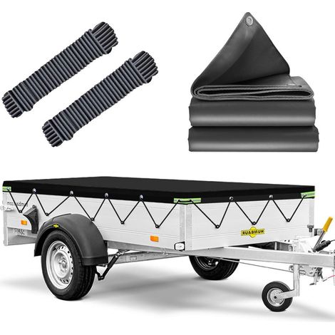 Bâche plate remorque 258x136x8cm, imperméable, pour remorques 251x131cm, 750-1500kg (1/5)