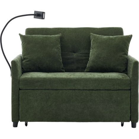 Divano letto singolo multifunzione in tessuto verde MODENUIT (1/5)