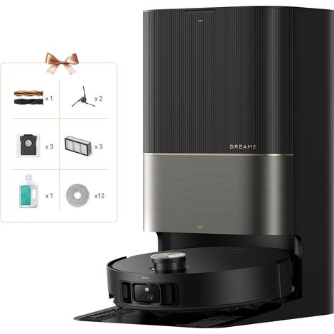 Dreame – Aspirateur robot laveur X50 Ultra Complete Noir – Aspiration 20000 Pa – Navigation IA – Nettoyage hygiénique avec lumière UV – Autonomie 220 mn