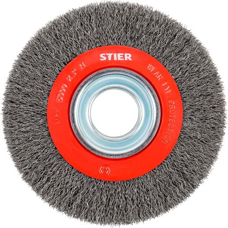 STIER Rundbürste 200 mm für Winkelschleifer, Bohrung 32 mm, gewellt, Stahl, Drahtbürste, Winkelschleifer Bürste, Schleifbürste, Topfbürste Winkelschleifer (1/4)