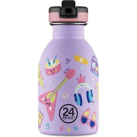 24Bottles Urban Bottle 250 Music Friends – Gourde inox 250 ml enfant violet (lot de 24) (1/2)