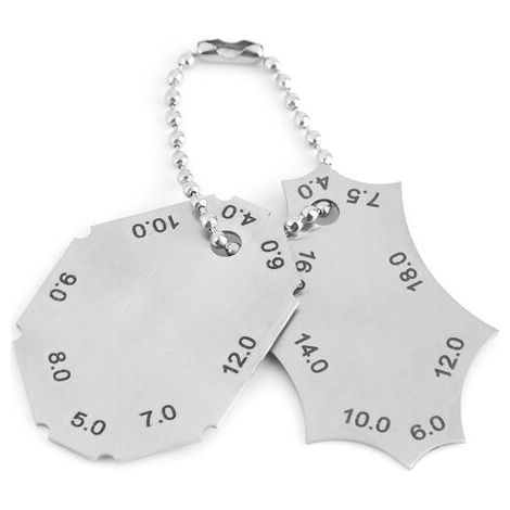 Set di due calibri per filettature metriche/millimetriche in acciaio inossidabile per l'ispezione delle saldature (1/5)