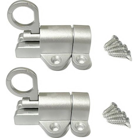 Lot de 2 verrous de porte automatiques, verrou de porte extérieur, verrou de fenêtre, verrou de porte en aluminium avec vis, argent (1/4)