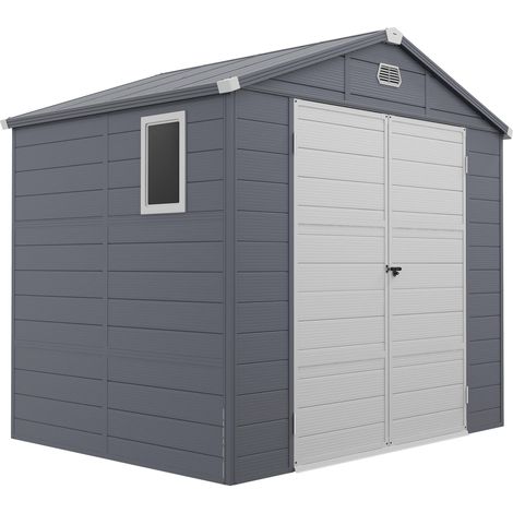 Abri de jardin Outsunny, 4,1 m³, toit pentu, 240 x 190 x 180/228 cm, abri à outils avec porte verrouillable, fenêtre, garage à vélos, armoire de jardin en aluminium, pour jardin, gris