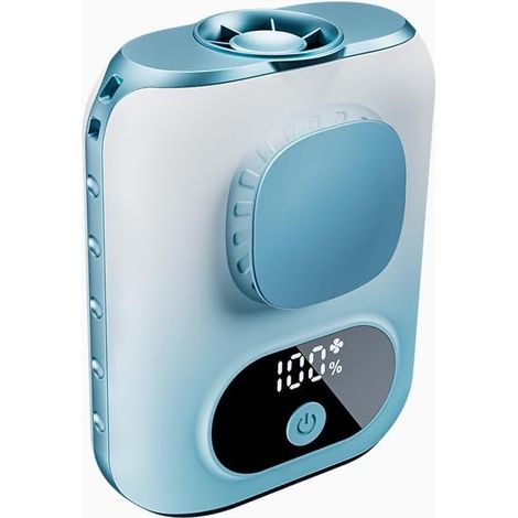 Mini ventilateur portable rechargeable multifonction, ventilateur de cou avec pince et ceinture, refroidissement personnel USB pour voyage extérieur bleu glace (1/5)
