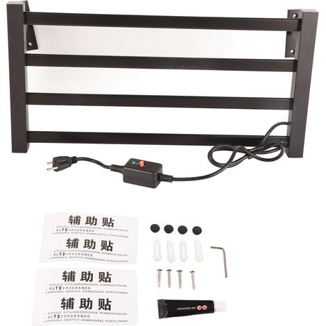 Sèche-serviette mural chauffant électrique thermostatique pour salle de bain, porte-serviettes de séchage, prise US 110V. (1/5)