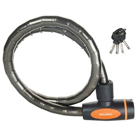 MASTER LOCK Lucchetto Bici [Chiave] [1 m Cavo] [Esterno] 8228EURDPROSM - Ideale per Proteggere Bicicletta, Skateboard, Passeggino, Falciatore, Attrezzature Sportive (1/4)