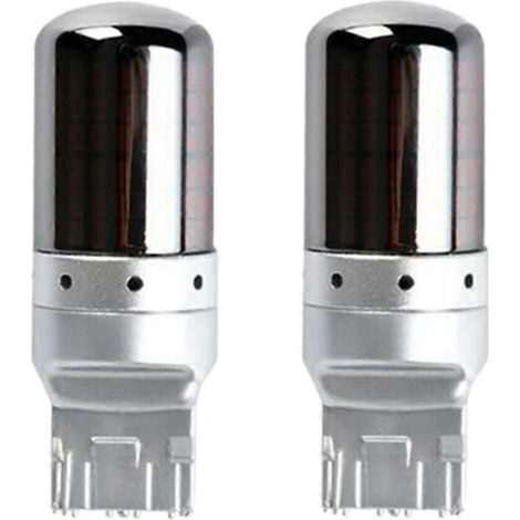 Lot de 2 ampoules LED chromées 7440 T20 144SMD ambre Canbus sans erreur pour clignotants (1/5)