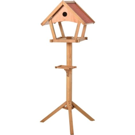 Natural Wooden Bird Table Freestanding Feeding Station for Garden Outdoor 139 cm Height (1/5)