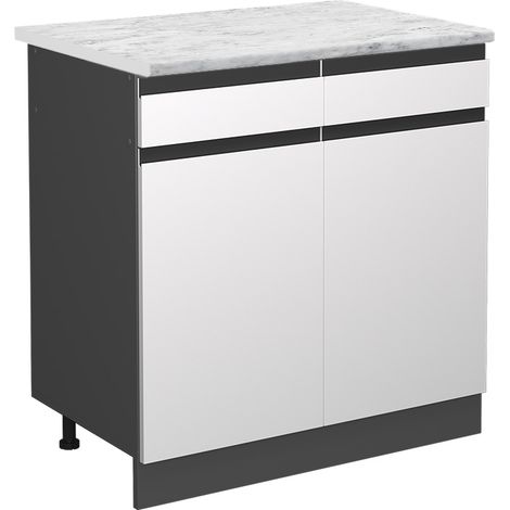 Mobiletto base per cucina R-Line, Bianco, 80 cm PL Marmo, Vicco