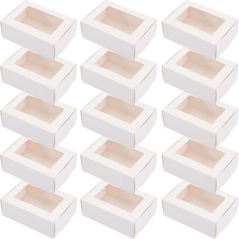 Lot de 30 boîtes d'emballage pour savon en papier kraft avec fenêtre, type coffret cadeau.-8.5x6cm-White (1/2)