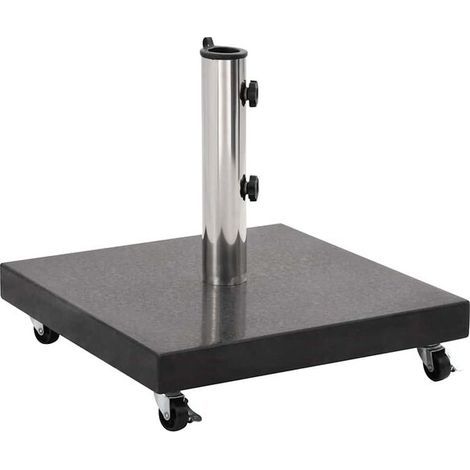 Pied de parasol en granit, 30 kg, carré, noir (1/5)