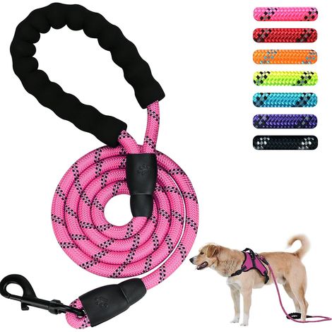 Laisse puissante pour animaux de compagnie 5 FT 1.5M (rose)