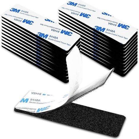 (Noir)20 Paires Scratch Autocollant Double Face Extra Fort, 3Cm X 10Cm Adhésif Puissant Bande, Bande Scratch Adhésive Adhésif Puissant (1/5)