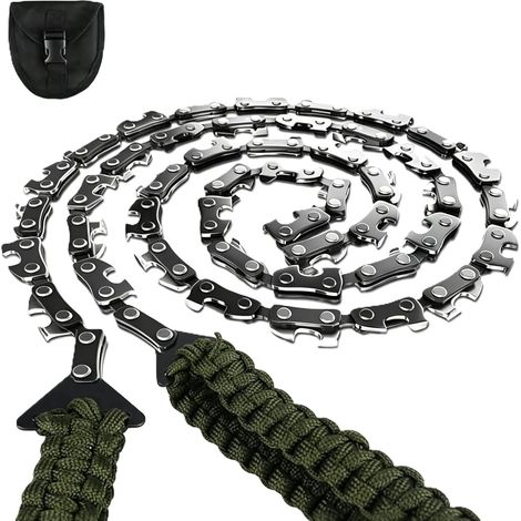 Portatif Tronçonneuse Scie à Main avec Poignées de Corde 60cm Câble Scie pour la Survie Gear, la Camping, la Chasse (1/5)