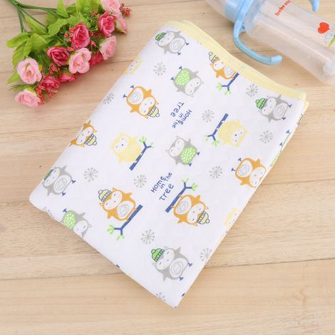 Tapis à langer imperméable en coton pour bébé, jaune, taille M. (1/5)