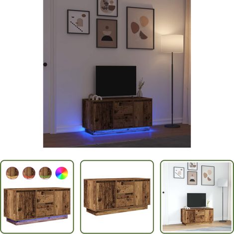 LED-Leuchten - TV-Schrank mit LED-Leuchten Altholz-Optik 100x41x50 cm (1/5)