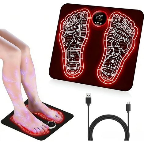 Masseur de Pieds EMS,Pour la Circulation Sanguine et le Soulagement des Douleurs Musculaires,EMS Technologie Physiothérapie et Design Ergonomique,Chargement USB,8 modes,19 fréquences réglables (1/5)