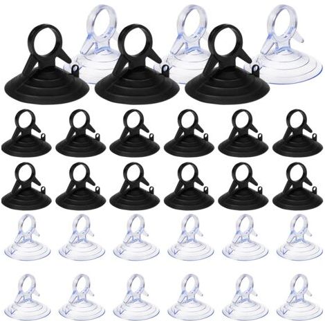 LaBlanc - 60 pezzi Ventosa parasole, Ventosa da 45 mm senza ganci, Ventosa in PVC, Mini ventosa trasparente e nera, Ventosa per vetro