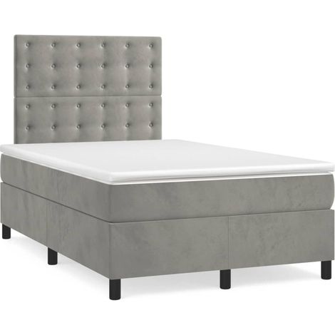 Maison Exclusive - Cama box spring con colchón terciopelo gris cl (1/5)