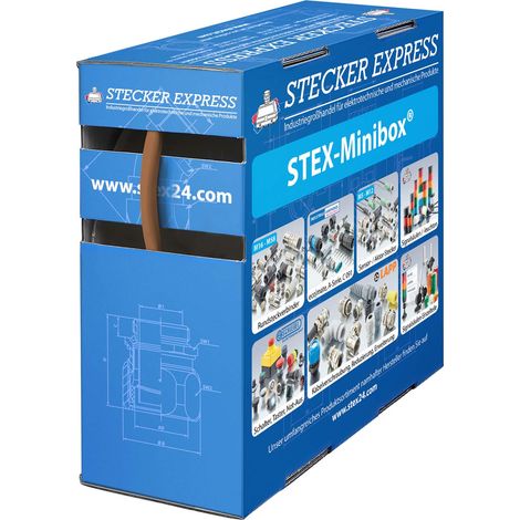 STEX24 Schrumpfschlauch 2:1, Minibox mit 15,8m, braun 4,8/2,4mm, 3/16 Zoll, WSB2 Schrumpftemperatur mind. 70°C, vollständig bei mind. 100°C - 1 Stück (1/2)