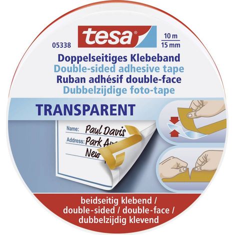 tesa 05338-00000-01 Nastro biadesivo Trasparente (L x L) 10 m x 15 mm 1 pz.