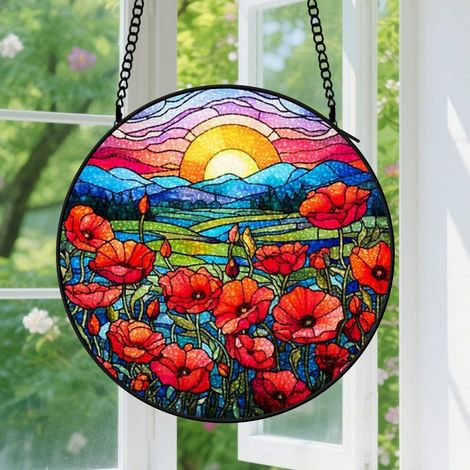 Suspension en vitrail, attrape-soleil coloré unique, décoration intérieure maison, cadeau Noël, Anniversaire pour professeur, femme, maman 30 cm (1/5)