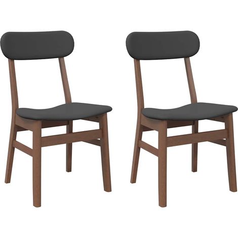 Lot de 2 Chaises à manger,Chaise de cuisine coussins marron bois massif caoutchouc CFW84365 (1/5)