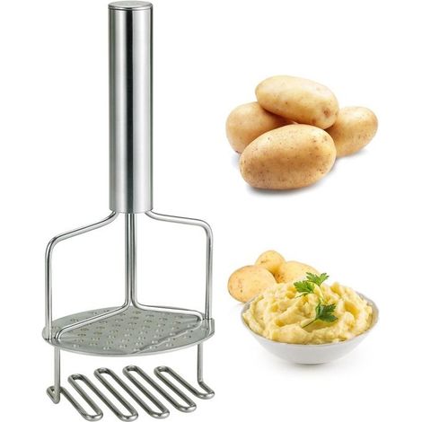 Presse-Purée de Pommes de Terre en Acier Inoxydable, Pliable Broyeur de Pommes pour Fruits, Légumes, Aliments pour Bébés (1/5)