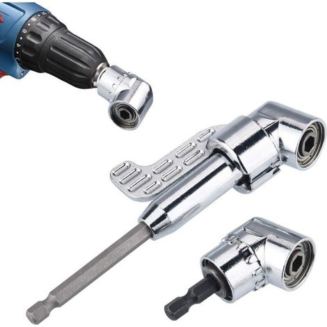 ALLIANDIS2PCS 105° 1/4 Pouce Adaptateur pour Perceuse à Angle Droit avec Tournevis à Tige Hexagonal Perceuse de Extension, Support de Bit, Tournevis à Angle Droit Attaché au Support de Bit Magnétique (1/4)