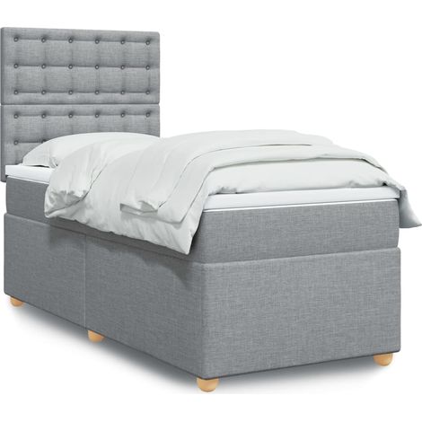 Boxspringbett mit Matratze Hellgrau 100x200 cm Stoff