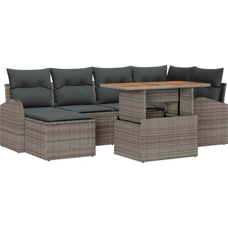 Maison Exclusive - Garten-Sofa-Set mit Speicher 7 pcs Grau Poly R