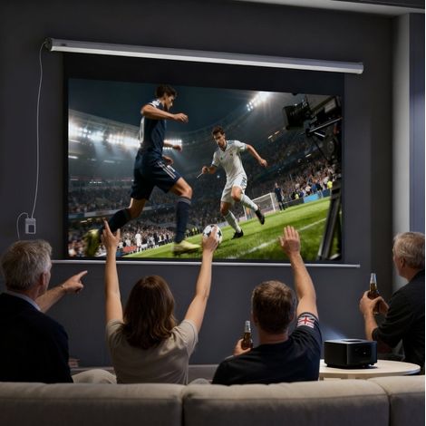 Écran de projection motorisé 16:9 100 pouces avec télécommande, montage mural ou plafond DESVIAE (1/5)
