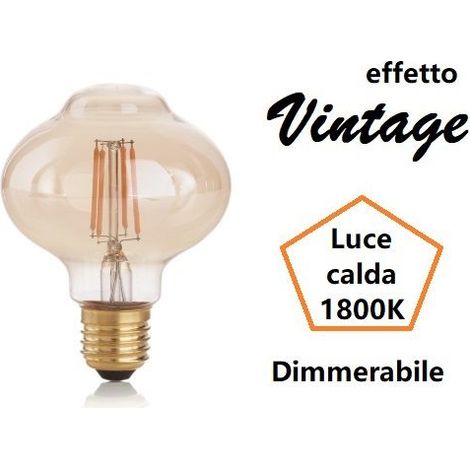 LAMPADINA ATTACCO E27 IN VETRO AMBRA BOLLA 4 W 360 lm 1800 K Ø 80 x H 120 mm (1/2)