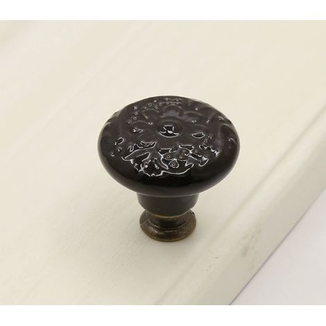 Vintage-Schrankknöpfe mit Schrauben (2,5 cm), Möbelmontage, 4,3 cm, schwarze Keramik