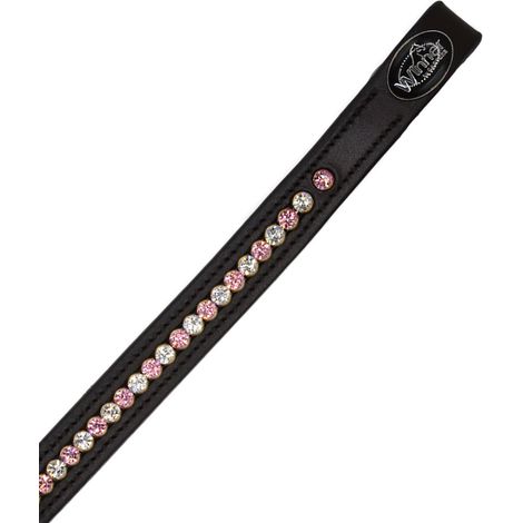 Full, Marrone: Frontalino Winner in cuoio con strass bicolore rosa