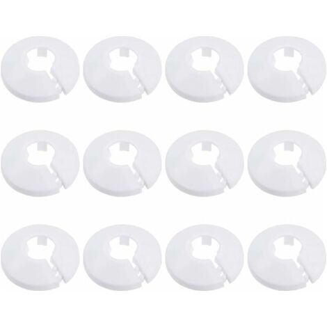 LaBlanc - 12 piezas de cubierta para tuberías, collarín para radiador, manguito para radiador, roseta redonda blanca de 15 mm de diámetro (blanco)