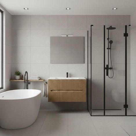 Composizione mobile bagno sospeso con cassetti cm 70 cannettato mod. STICK - Rovere Chiaro (1/4)